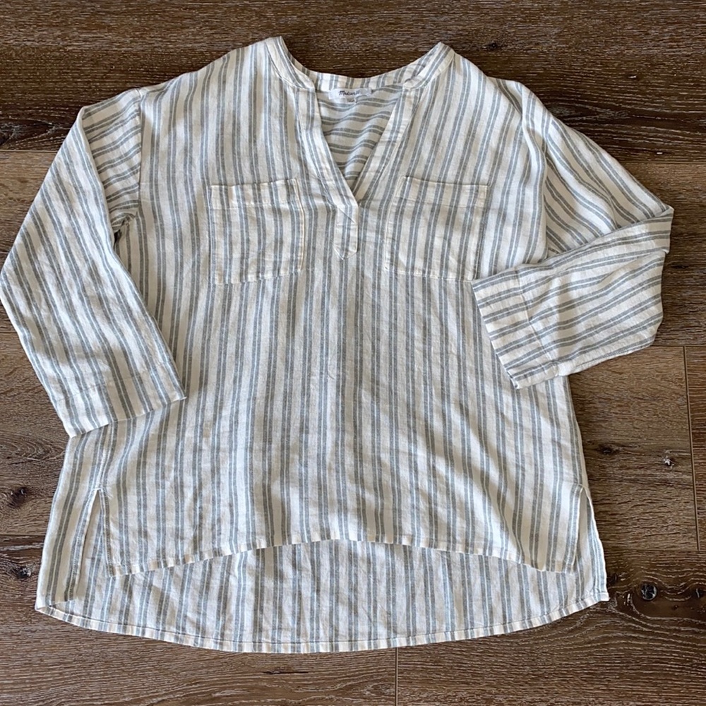 Madewell Linen Blend Popover Top - XXS